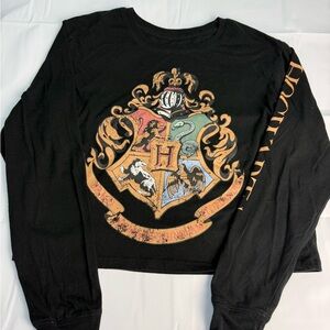 Black Hogwarts Crest Long Sleeve Tee